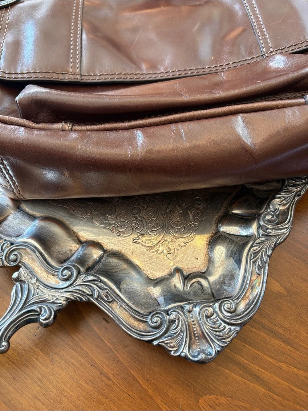 Men’s Vintage Fossil Brown Leather Messenger Crossbody Bag